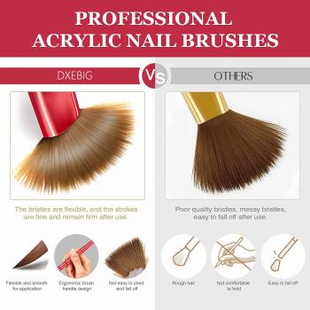 Ganxian Custom Logo Real Kolinsky Hair Red Metal Handle Round Head Acrylic Nail Brush for Acrylic Nails Art