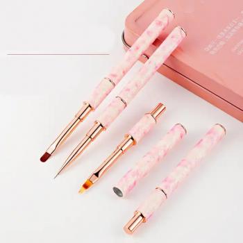 New Professional Metal Handle Acrylic Nail Design Brushes Set Custom Logo DIY Manicure Home Salon Nail Ombre Brush