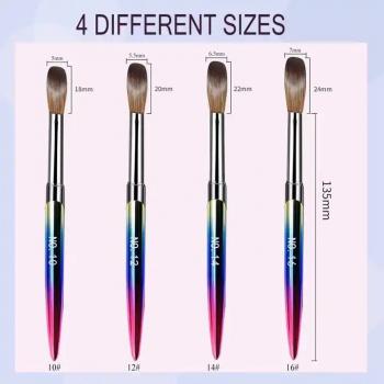 Acrylic Nail Brush Custom Logo Private Label 4pcs/set Nail Art Brushes Metal Handle Acrylic Nail Brush