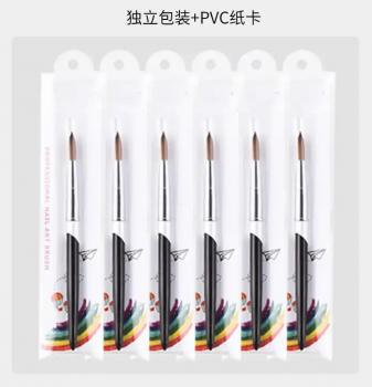 New Custom Logo 100% Kolinsky Hair Bristles Crimped Shaped Acrylic Nail Brushes Nail Art Manicure Tool Size 8 10 12 14 16