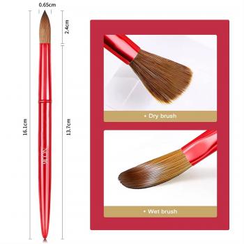 Ganxian Custom Logo Real Kolinsky Hair Red Metal Handle Round Head Acrylic Nail Brush for Acrylic Nails Art