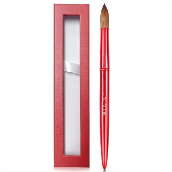 Ganxian Custom Logo Real Kolinsky Hair Red Metal Handle Round Head Acrylic Nail Brush for Acrylic Nails Art