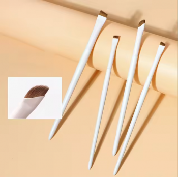Hot Sale Private Label Vegan Synthetic Hair Sickle Angled Flat Top Eyebrow Eyeliner Single Makeup Brush Set
