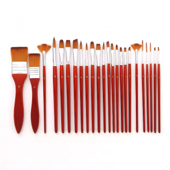 Hot Sale 24pcs Artists Paint Brushes Set Nylon Hair Paintbrush Set Silver Gray Rod Paintbrush Brush