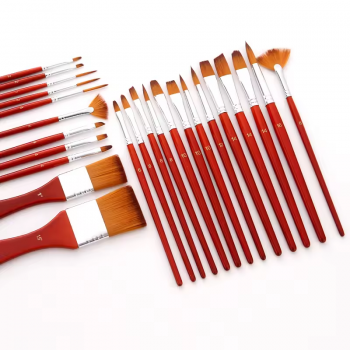 Hot Sale 24pcs Artists Paint Brushes Set Nylon Hair Paintbrush Set Silver Gray Rod Paintbrush Brush