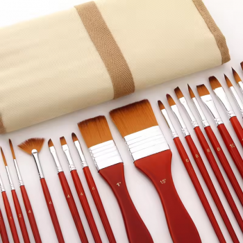 Hot Sale 24pcs Artists Paint Brushes Set Nylon Hair Paintbrush Set Silver Gray Rod Paintbrush Brush