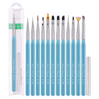 Custom Logo Gel Nail Art Brushes liner 7mm-20mm Supplies Manufacturer flat fan Acrylic resin brush handle ombre brush