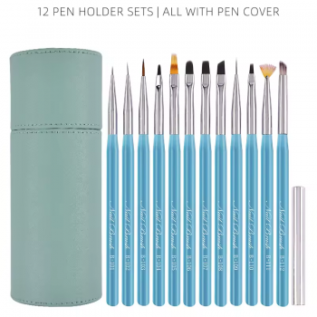 Custom Logo Gel Nail Art Brushes liner 7mm-20mm Supplies Manufacturer flat fan Acrylic resin brush handle ombre brush