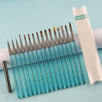 Custom Logo Gel Nail Art Brushes liner 7mm-20mm Supplies Manufacturer flat fan Acrylic resin brush handle ombre brush