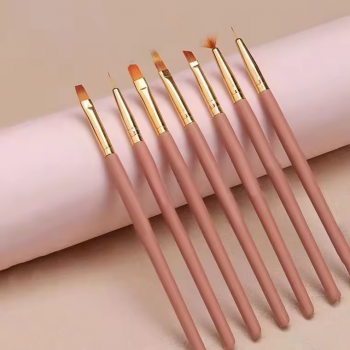 Nail Art Brushes pink brush holder flat oval gel ombre nail brush set 7pcs