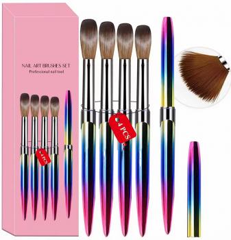 Acrylic Nail Brush Custom Logo Private Label 4pcs/set Nail Art Brushes Metal Handle Acrylic Nail Brush