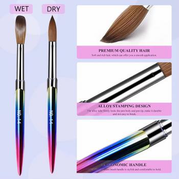 Acrylic Nail Brush Custom Logo Private Label 4pcs/set Nail Art Brushes Metal Handle Acrylic Nail Brush